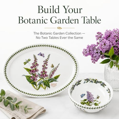 Portmeirion Botanic Garden Oval Platter - Porcelain & Foxglove Motif | 13" Serving Platter for Appetizers, Desserts & More - Dishwasher, Microwave, Freezer & Oven Safe with Chip-Resistant Glaze