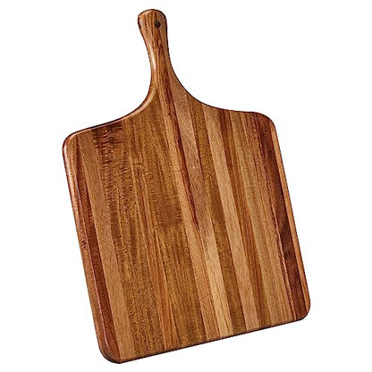 Large Acacia Wood Cutting Board with Handle - Wooden Charcuterie Board, Chopping Board for Kitchen, Meat, Cheese, Vegetable, Fruit and Snack Board, Decorative Serving Board for Counter, 17"x13" - size: 17"L x 13"W