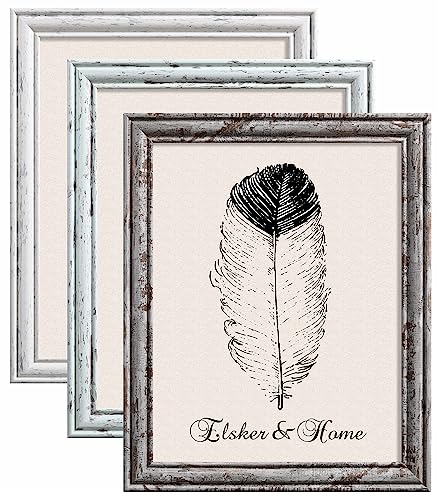 ELSKER&HOME 11 x 14 Rustic Picture Frames, Farmhouse, Distressed, 3 Pack | Farmhouse Wall Decor, Wedding, Wall or Tabletop Display, Horizontal or Hertical Display, Colorful, Photo Frames - size: 11 x 14