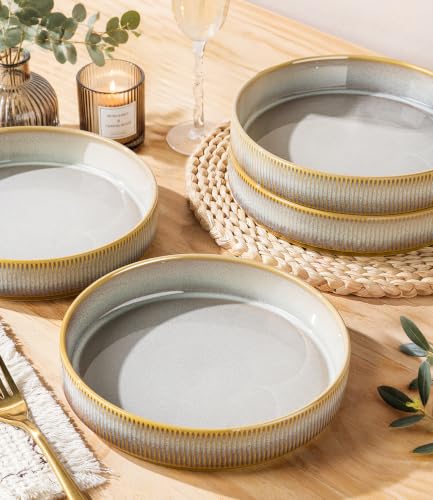 7.5" Ceramic Pasta Bowls Set of 4, Salad Bowls | Versatile Serving Bowls for Pasta, Salad, Fruit & Noodles, Housewarming & Wedding Gift, Autumn Haze - color: Autumn Haze, size: 7.5 Inch