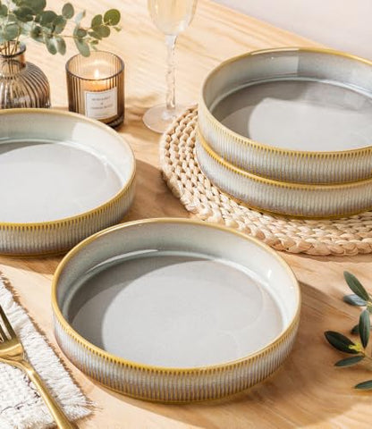 7.5" Ceramic Pasta Bowls Set of 4, Salad Bowls | Versatile Serving Bowls for Pasta, Salad, Fruit & Noodles, Housewarming & Wedding Gift, Autumn Haze - color: Autumn Haze, size: 7.5 Inch