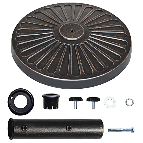 EliteShade USA 18" Patio Umbrella Base Stand, 30LBS Heavy Duty Cast Resin Rust-Free Outdoor Umbrella Holder with 2 Adjustable Knobs for Backyard, Deck, Lawn, Poolside Fits 1.5"-1.9" Poles, Bronze - color: Bronze