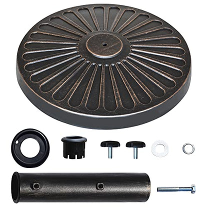 EliteShade USA 18" Patio Umbrella Base Stand, 30LBS Heavy Duty Cast Resin Rust-Free Outdoor Umbrella Holder with 2 Adjustable Knobs for Backyard, Deck, Lawn, Poolside Fits 1.5"-1.9" Poles, Bronze - color: Bronze