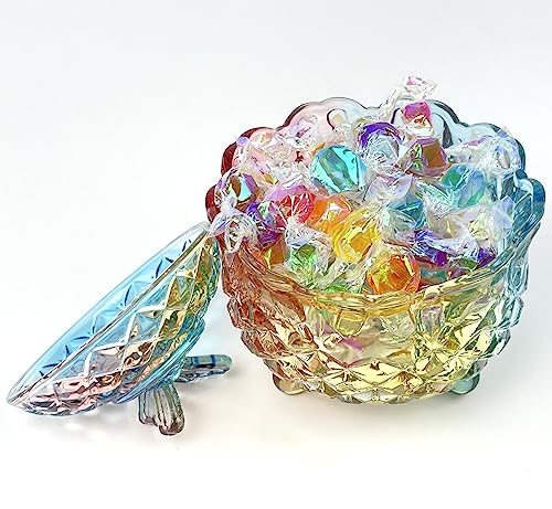 Colorful Crystal Glass Candy Snack Barrel Storage Jar Embossed Luxury Cookie Buffet Canister With Lids Jewelry Box Jar Biscuit Containers - color: Butterfly