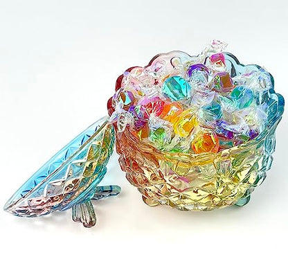 Colorful Crystal Glass Candy Snack Barrel Storage Jar Embossed Luxury Cookie Buffet Canister With Lids Jewelry Box Jar Biscuit Containers - color: Butterfly