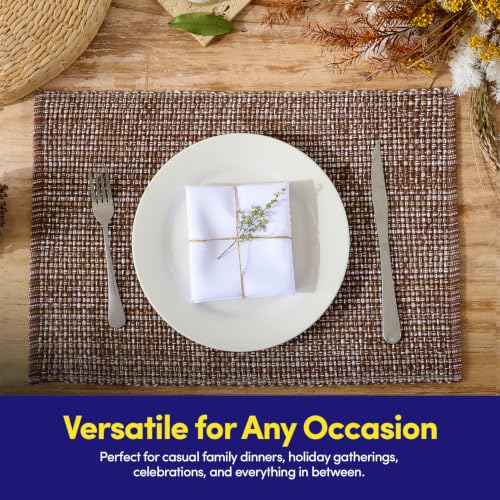 Sweet Home Collection 100% Cotton Placemats for Dining Room Rectangle Two Tone Woven Fabric 13" x 19" Soft Durable Table Mat Set, Set of 6, Chocolate - color: Chocolate, size: Rectangle 13" x 19"