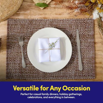 Sweet Home Collection 100% Cotton Placemats for Dining Room Rectangle Two Tone Woven Fabric 13" x 19" Soft Durable Table Mat Set, Set of 6, Chocolate - color: Chocolate, size: Rectangle 13" x 19"
