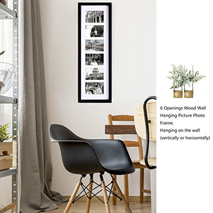 Adeco Decorative Handcrafted Wood Wall Hanging Collage Picture Frame with 6-3.5 x 5 Inch Openings - color: 6 Opening