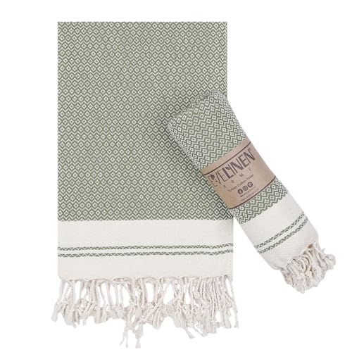 Evelynen Turkish Hand Towels for Bathroom & Kitchen Towels Decorative Set of 2 | Boho Farmhouse Hand Towels with Hanging Loops for Face, Tea, Dish, Kitchen & Bath | (16" x 32" - Khaki) - color: Khaki