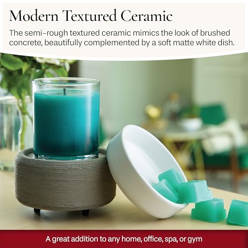 Candle Warmers ETC 2-in-1 Candle and Fragrance Warmer for Warming Scented Candles or Wax Melts and Tarts with to Freshen Room, Gray Texture - style: Gray Texture