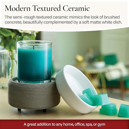 Candle Warmers ETC 2-in-1 Candle and Fragrance Warmer for Warming Scented Candles or Wax Melts and Tarts with to Freshen Room, Gray Texture - style: Gray Texture