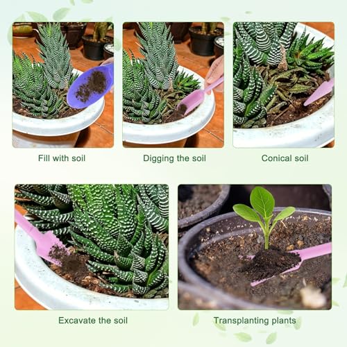 M METERXITY 2-Set Succulent Tools, Plastic 2-in-1 Mini Garden Shovel Hand Succulent Transplanting Tools Garden Shovel Transplant Trowel for Planting/Digging/Aerating/Sowing [Purple] - color: Purple