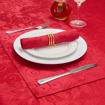 Dark Red Jacquard 17x17 Square Polyester Cloth Napkins Set of 8 | Waterproof, Stain Resistant, Shrink Proof, Washable, fabric, Outdoor, Reusable, Dining, Wedding, Kitchen, Party, Christmas - color: Dark Red