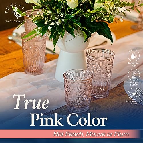 Pink Highball Glasses Set of 6 Tall Drinking Glasses 10 oz - color: Pink, size: Tall