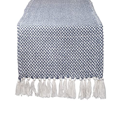 DII Woven Basics Collection 100% Cotton Knit Table Runner, 15x108, Black - color: Black, size: 15x108"