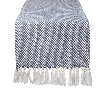 DII Woven Basics Collection 100% Cotton Knit Table Runner, 15x108, Black - color: Black, size: 15x108"