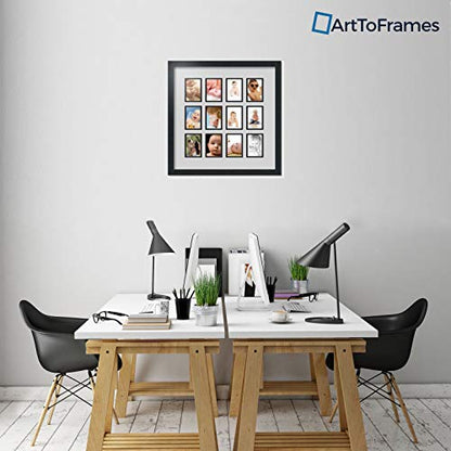 ArtToFrames Double-Multimat-1156-756/89-FRBW26079 Collage Photo Frame Double Mat with 12-3.25x4.75 Openings and Satin Black Frame - color: Candlewick, size: 12 - 3.25x4.75