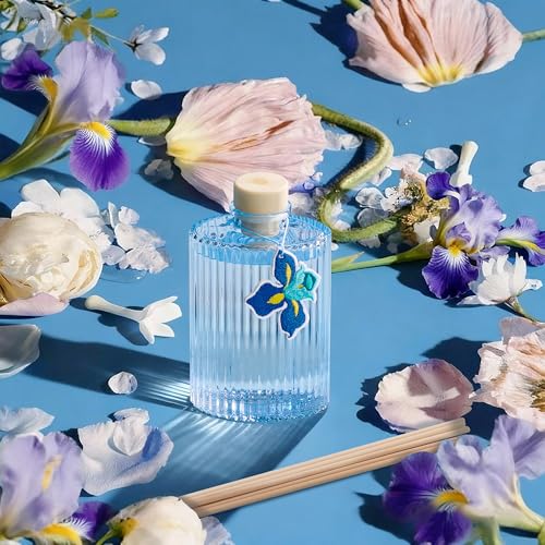 Reed Diffuser, Blue Iris Scent Flower Diffuser, 6.09 fl oz | 8 Reeds, Long-Lasting Home Fragrance, Bathroom Bedroom Shelf Decor & Gifts - color: Blue(blue Iris)