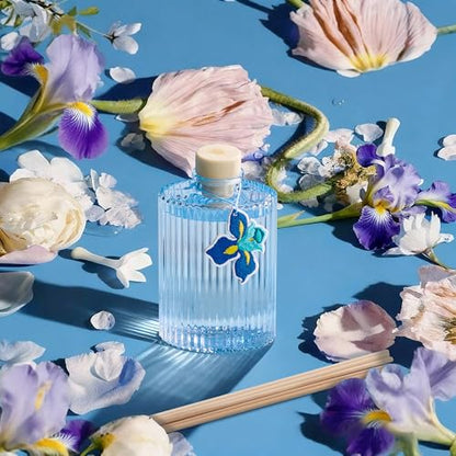 Reed Diffuser, Blue Iris Scent Flower Diffuser, 6.09 fl oz | 8 Reeds, Long-Lasting Home Fragrance, Bathroom Bedroom Shelf Decor & Gifts - color: Blue(blue Iris)