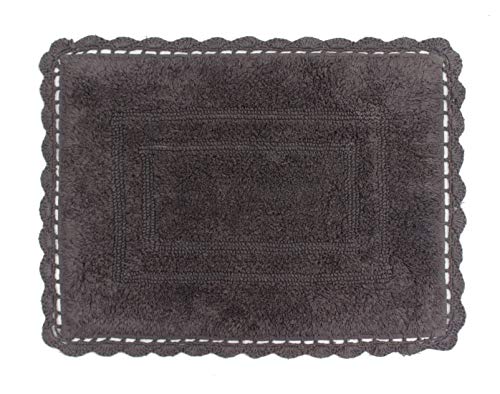 Home Weavers Casual Elegance Reversible Bathmat 100% Cotton Bathroom Rugs Set, Washable Rug, Extra Soft and Absorbent Bath Rug, Kitchen Mat, Bath Mat Set, Non Slip Mat, 17"x24" Rectangle, Gray - color: Grey, size: 1'5" x 2' (Rectangular)