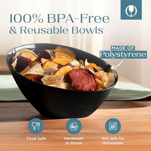 5 Pack Black Angled Plastic Serving Bowl Disposable for Party Table 20oz | Angled Bowl Design. Chip, Candy, Salad & Fruit Use. Disposable Party Tableware. Buffet & Wedding Serving. Black Plastic. - color: Black, size: Medium 20 OZ