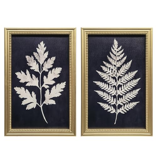 Gatheroad Gold Framed Wall Art Set of 2 - Vintage Botanical Fern Canvas Prints, Rustic Dark Plant Paintings Wall Decor, Modern Farmhouse Cottagecore Aesthetic Artwork for Living Room Bedroom, 16"x24" - color: Black Fern, size: 16X24inch
