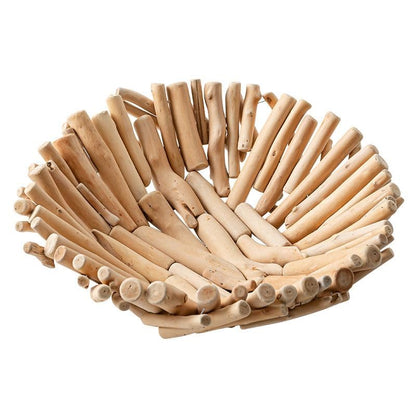 RISEON Natural Handmade Rustic Wooden Bowl, Decorative Driftwood Bowl, Natural Wood Centerpiece Driftwood Tray Basket Home Decor, 14.17 x 14.17 inches