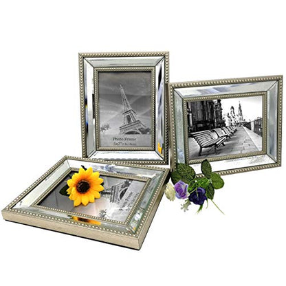 Meetart 5x7 3 Pack Mirror Photo Frames Sets for Wall Pictures Decor or Table Stand - size: 5x7 3 Pack