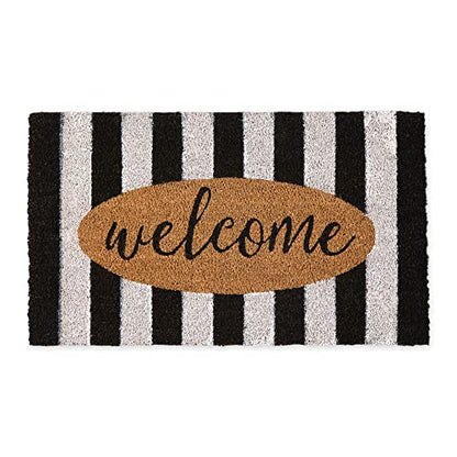 DII Natural Coir Doormat Outdoor Welcome Mat, 17x29, Cabana Stripes - color: Cabana Stripes