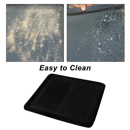 Croft&Cane Rubber Boot Tray - 2 Pack Black 16x18 inch Waterproof Shoe Tray | Heavy Duty Big Foot Indoor Outdoor Boot Mat with Raised Edges - Slip Resistant Entryway Garage Pet Feeding Multi-Purpose Mat - size: 2 Pack Boot Tray-16x18 Inches