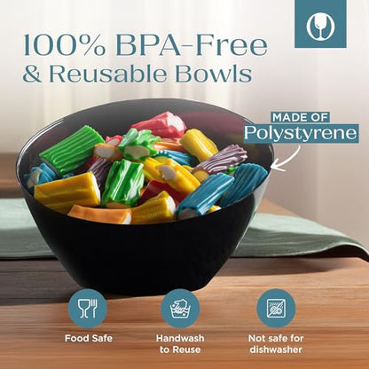 5 Pack Black Angled Plastic Serving Bowl Disposable for Party Table 8oz | Angled Bowl Design. Chip, Candy, Salad & Fruit Use. Disposable Party Tableware. Buffet & Wedding Serving. Black Plastic. - color: Black, size: Small 8 OZ