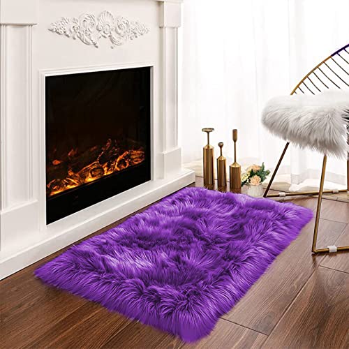 Latepis Small Furry 2x3 Purple Faux Fur Rug Fluffy Rugs Washable Shag AccentPlush Soft Rug for Bedroom Chair Seat Covers Throw Rugs Rectangle - color: Purple, size: 2' x 3' (Rectangular)