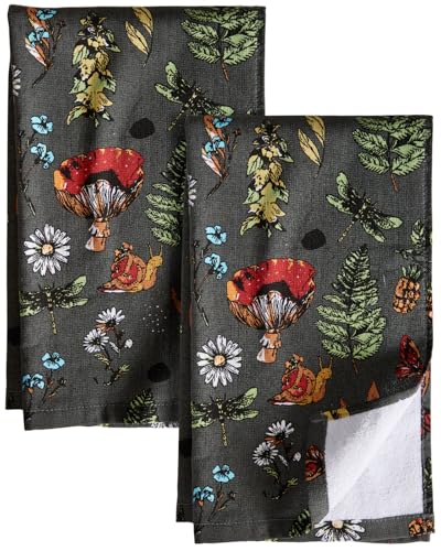 Cotton Kitchen Towels Set of 2, 16x26 Inch, Mushroom | Soft & Absorbent, Hanging Loop, Quick Dry Hand Towel, Cute Dish Towel, Decorative Terry Cloth Tea Towel, Housewarming Gift - color: Mushroom