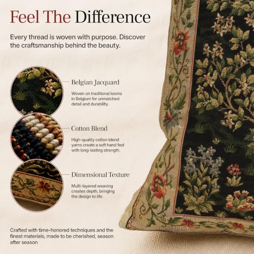 William Morris Tree of Life Beige II Tapestry Throw Pillow Cover 18 x 18 in - color: Black Tree