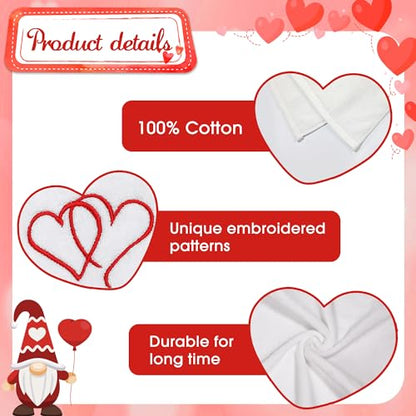 Valentines Day Hand Towels 100% Cotton Embroidered Red Heart Decorative Bathroom Kitchen Dish Towels Set Gift Set of 2 14x29 inch - color: Va.red Love
