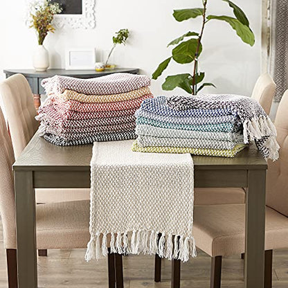 DII Woven Basics Collection 100% Cotton Knit Table Runner, 15x108, Bark Brown - color: Bark Brown, size: 15x108"