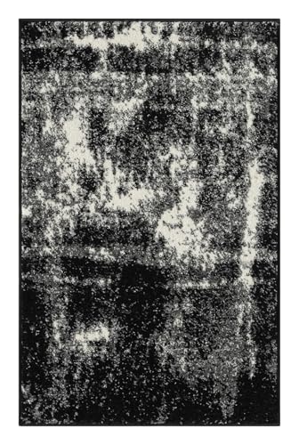 Keen Home Design Abstract Non-Shedding Entryway Rug, Soft Thick Pile, 2x3 | Polypropylene High Pile, Jute Back; Ideal For Bedside, Entryway, Home Office, Nursery - color: Abstract Black, size: 2' x 3' (Rectangular)