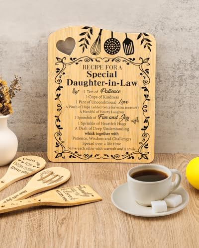 Gifts for Daughter in Law, Daughter-in-Law Birthday gift from Women | Mothers Day Christmas Gift for Daughter in Law, Recipe for A Special Daughter in Law, Cutting Board with Spoon - color: Daughter in Law