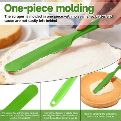 Silicone Jar Spatulas, Cake Cream Spatulas Set, Non-Stick Heat Resistant Mixing Butter Spatulas Baking Scrapers for Jars Blenders Cooking Stirring - color: greener, size: 24X2.5X0.5CM