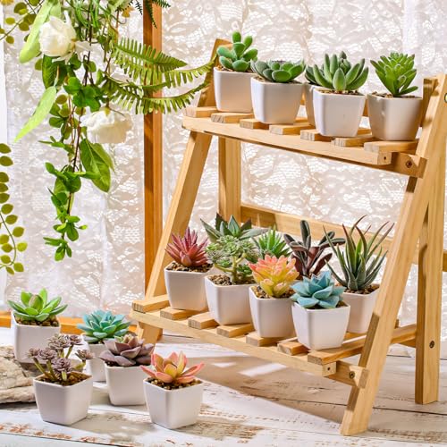 48 Pcs Mini Artificial Succulent Plants Potted Assorted Decorative Fake Succulent Plants with Pots Small Faux Succulents in Pots for Room Bookshelf Desk Bedroom (Rosette Collection) - style: Rosette Collection