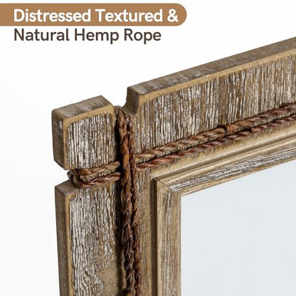 Afuly 5x7 Picture Frames Set of 2 Rustic Wood Farmhouse Unique Photo Frame | Distressed Western with Real Glass & Hemp Rope, Wall and Tabletop, Home Decor Birthday Gifts for Mom Dad Friends - size: 5x7