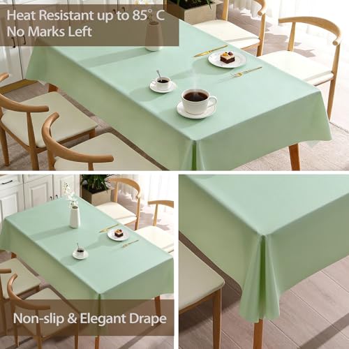 PVC Tablecloth Waterproof Rectangle Table Cloth, Oil Proof & 185°F Heat Resistant Wipeable Cover, Heavy Duty Non for Kitchen Dining Camping Festivities (70"x55") (Avocado Green) - color: Avocado Green