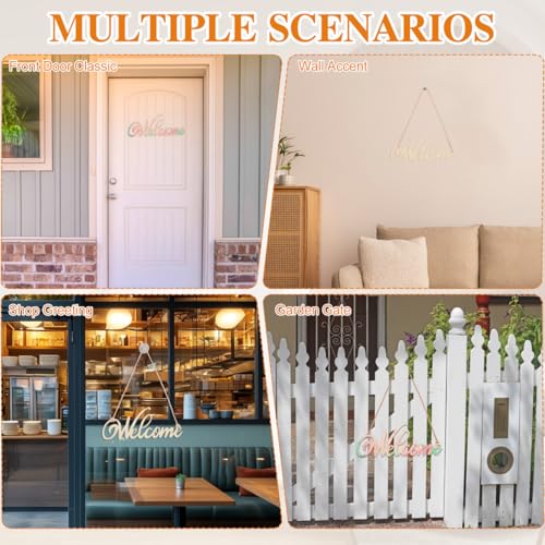 iplusmile 20Pcs Wooden Welcome Sign Wall Decor, Wood Cutout Hanging Art Sign Rustic for Front Door Gallery Home Apartment Kitchen Party Garden Farmhouse Porch, 11.2x4.5 Inch