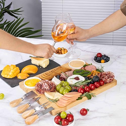 Charcuterie Board Gift Set with Large Embedded Removable Slate Serving Tray House Warming Gift New Home, Wedding Gifts for Couple, Bridal Shower Gift (Lightweight Charcuterie Board) - size: Lightweight Charcuterie Board