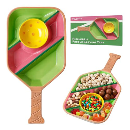 Pickleball Paddle Snack Tray - Cool Pickleballs Serving Tray for Snack - Paddle-Shaped Serving Tray with Compartments - Unique and Durable Divided Snack Trays for Pickleball Fans-Pink - color: Pink