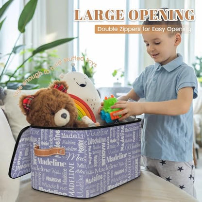 Custom Name Storage Basket, Personalized Keepsake Box, Haze Purple | Foldable Fabric Gradient Large Memory Bin with Handle Lid Lightweight Waterproof Dustproof, 14"L x 10.2"W x 10.4"H - color: Option 13