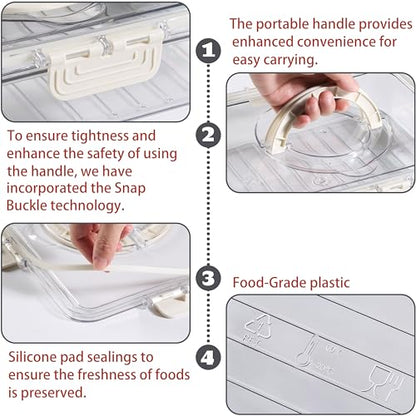 Bandesun Divided Serving Tray with Lid and Handle - Snackle Box Charcuterie Container for Portable Snack Platters - Clear Organizer for Candy, Fruits, Nuts, Snacks,4-Grid - style: compartments Long 4pcs