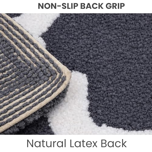 C23 Bathroom Rug Set of 2 (20"x32" & 16"x24") - 2200 GSM Ultra-Absorbent Plush Bath Mats Grey & White - color: Charcoal /White
