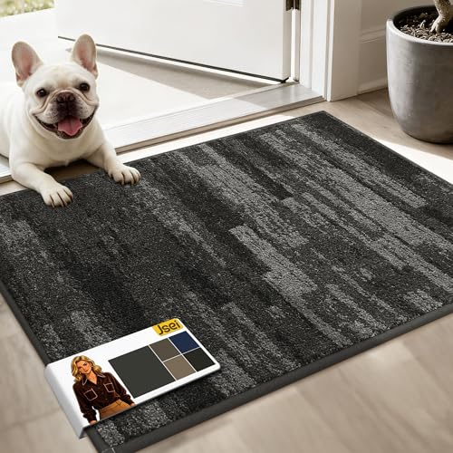 JSEI Dirt Trapper Door Mat 20"x32", Non-Slip Doormat, Light Gray | Entryway Rugs Washable,Trap Dirt Absorbent Welcome Floor Mat, Low Profile Dog Door Mats for Front Back Door, Wet Shoes & Paws - color: Light Gray, size: 20'' X 32''