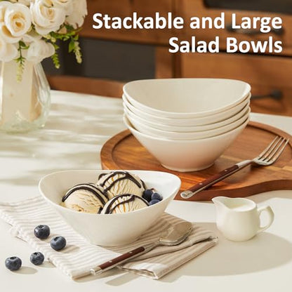 Teocera 6 Inch Ceramic Breakfast Bowls Set of 6, 10 Ounce Small Yogurt Bowls for Salad, Soup, Dessert, Microwave & Dishwasher Safe - White - color: White, size: 10 Ounce